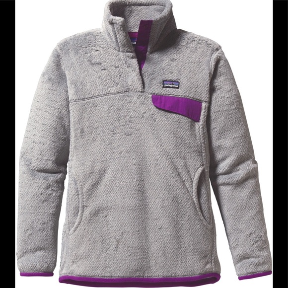 Patagonia Jackets & Blazers - Patagonia Fuzzy Gray and Purple Pullover